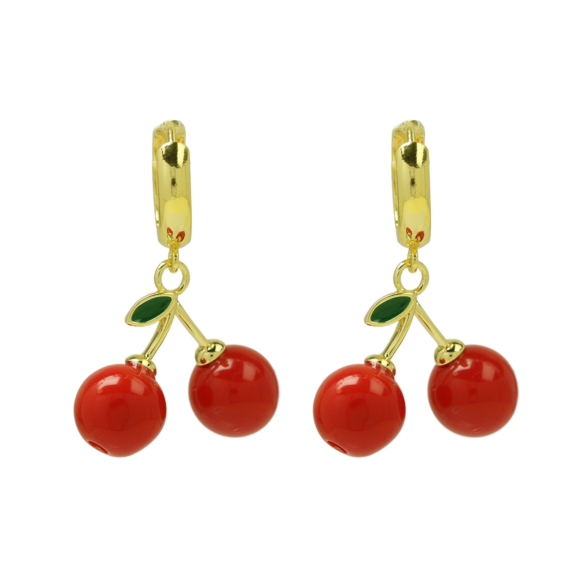 Wholesale  fruit strawberry drop oil gold earrings