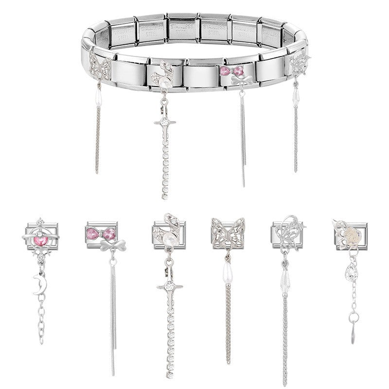 Wholesale Italian Charm Bracelet 9mm DIY Splicing Cute Creative Stainless Steel Composable Bracelet