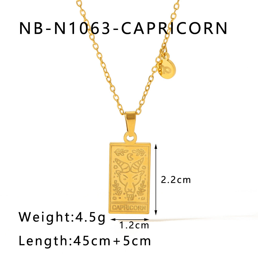 Wholesale Stainless Steel Zodiac Sign 18k Gold Plated Titanium Steel Clavicle Chain Choker Necklace ACC-NE-Xiny002