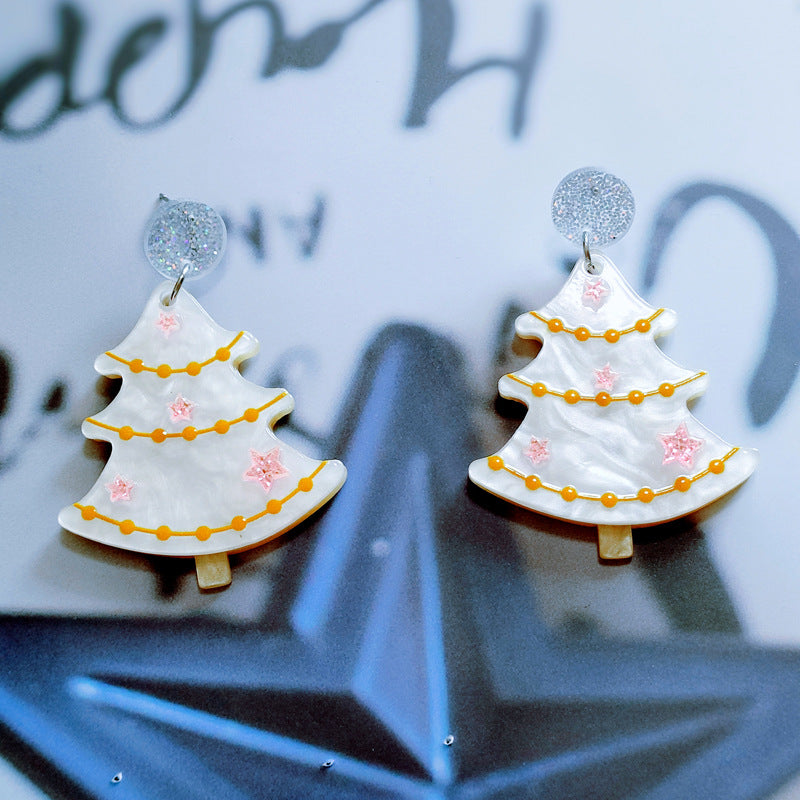 Wholesale Christmas Earrings Fashion Christmas Tree Christmas Hat Christmas Crutch Earrings Niche Geometric Sweet Christmas