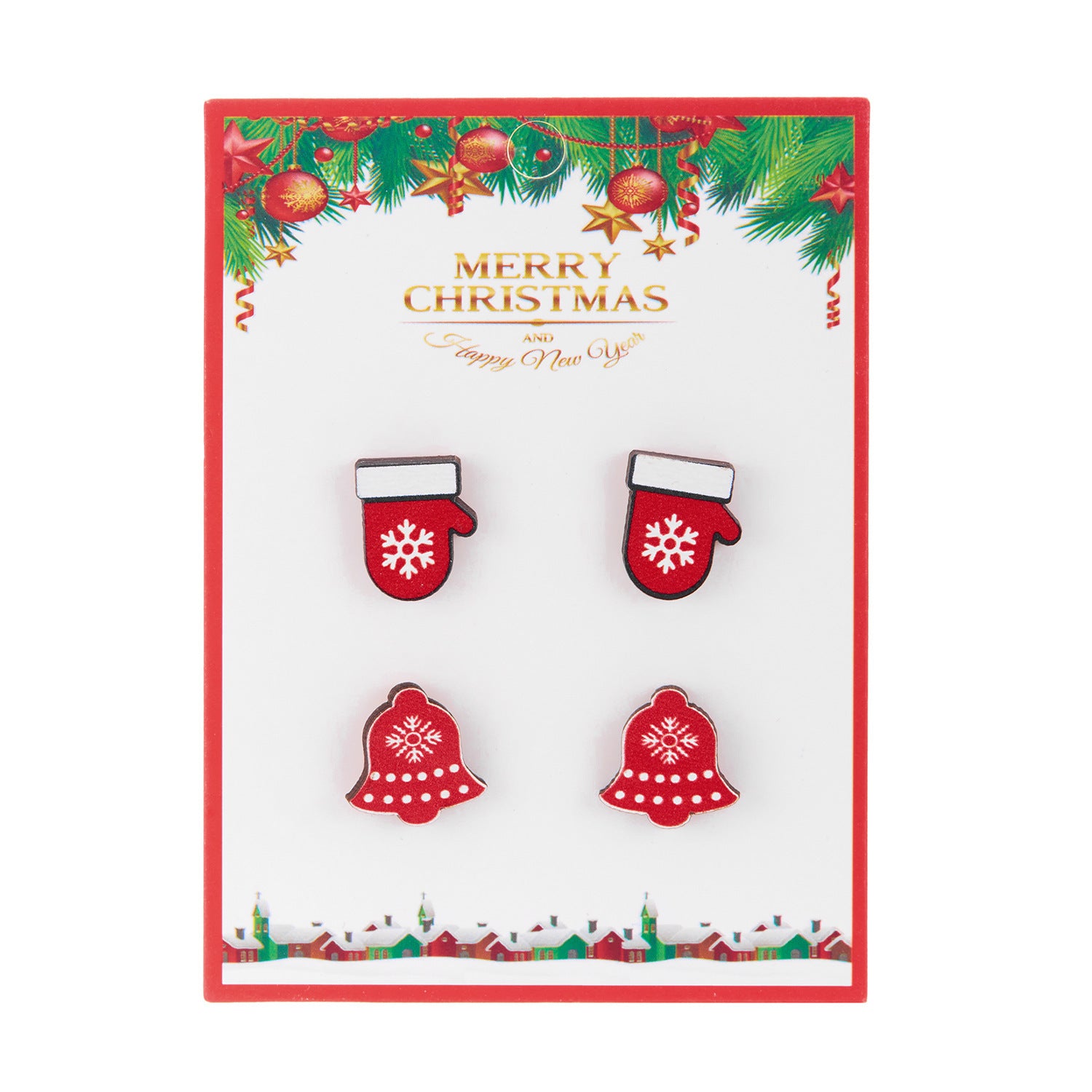 Wholesale Christmas Snowman Snowflake Wood Earrings Set ACC-ES-YingHao001