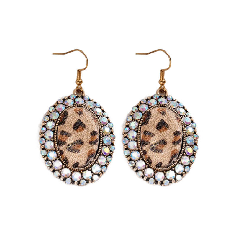 Wholesale Zinc Alloy Turquoise Inlaid Earrings Bohemian Leopard Print Fashion Jewelry for Women