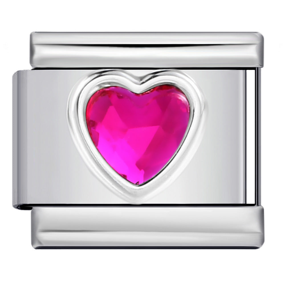 Wholesale italian Charm Bracelet 9mm DIY Heart-Shaped Micro-Inlaid  Creative Stainless Steel Composable Bracelet