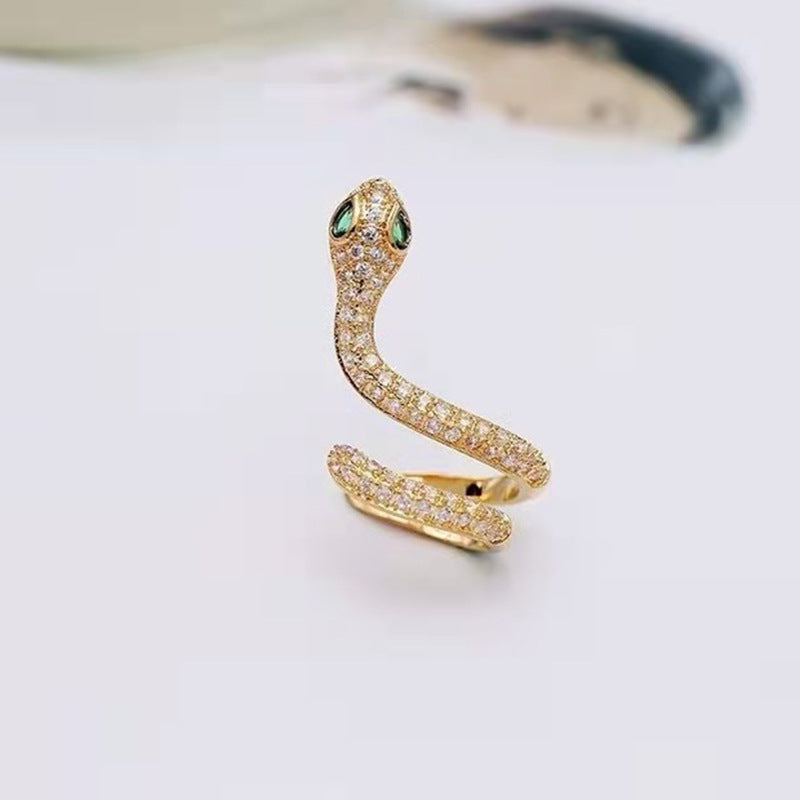 Wholesale exaggerated micro-inlaid zircon metal texture snake earrings