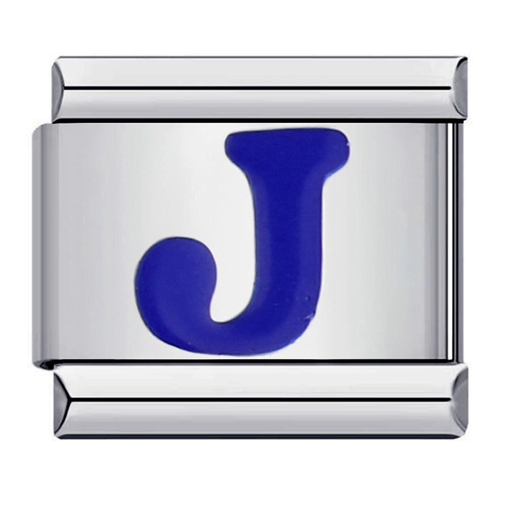 Wholesale Italian Charm Bracelet 9mm DIY Splicing Removable Blue English Letters Stainless Steel Composable Bracelet