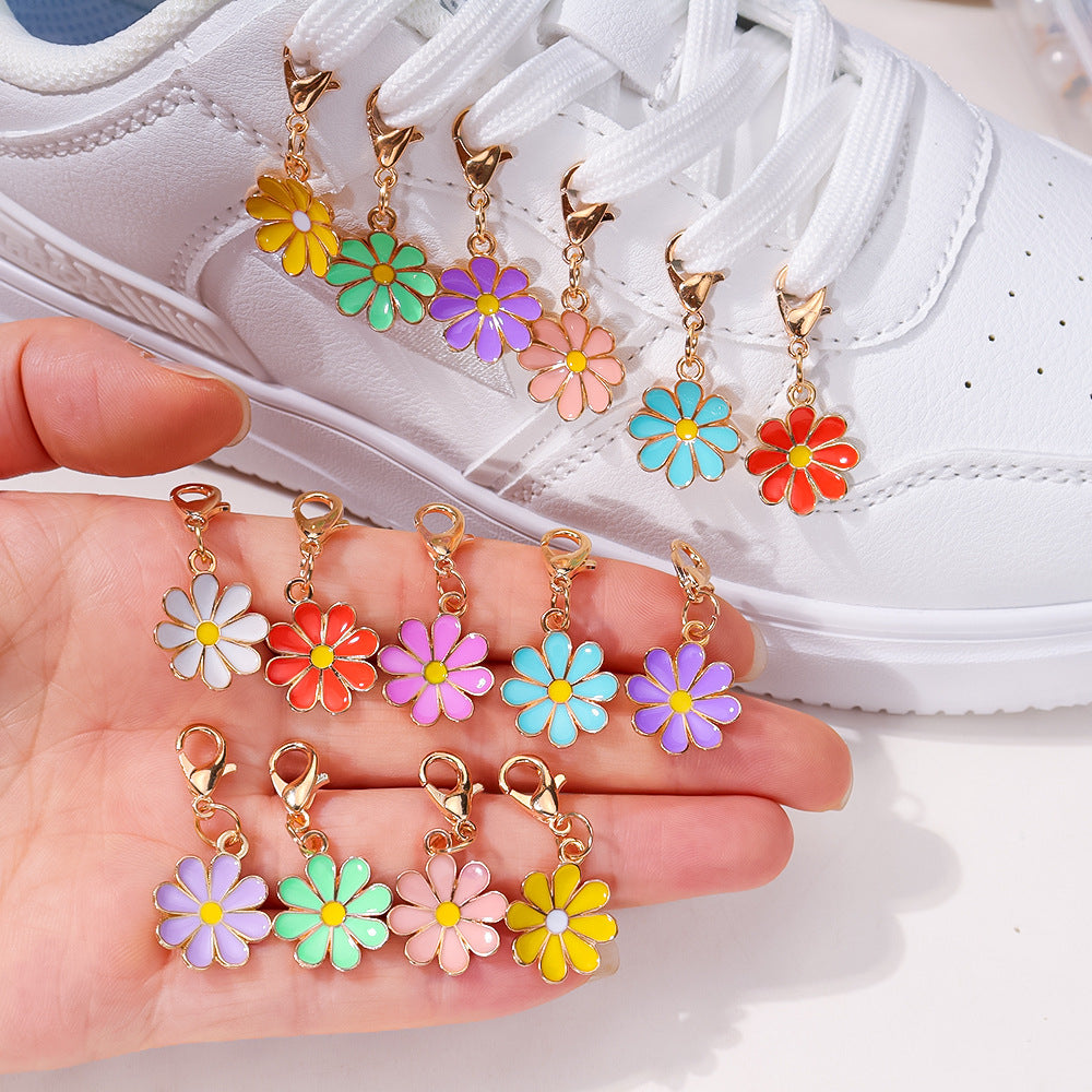 Wholesale 10pcs/pack Alloy Oil Drop  Flower Pendant DIY Universal Buckle Pendant Necklace Earrings Keychain Shoe Bag Jewelry Pendant
