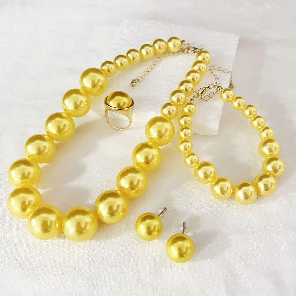 Wholesale Elegant Korean Pearl Necklace Earrings Set Bridal Jewelry Accessory Trendy Gift For Women Resale