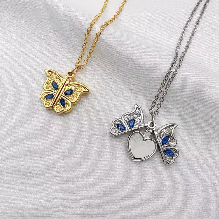 Wholesale I LoveYou Engraving Love Butterfly Necklace Jewelry