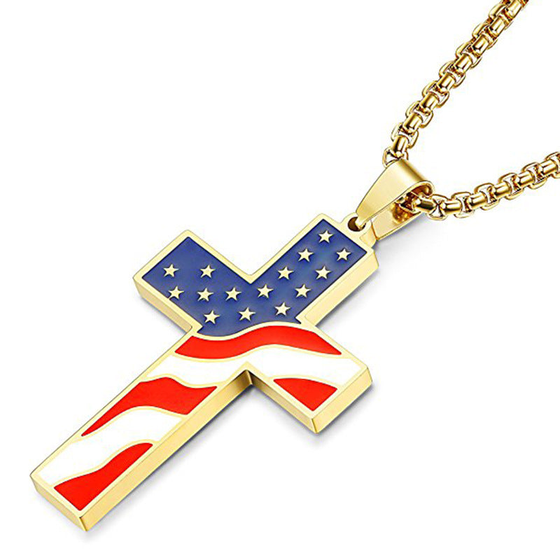Wholesale American Independence Day Cross Alloy Earrings Necklace ACC-NE-XunOu009