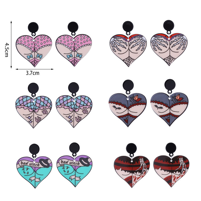 Wholesale Cartoon Love Punk Style Heart Earrings Acrylic Earrings ACC-ES-CT037