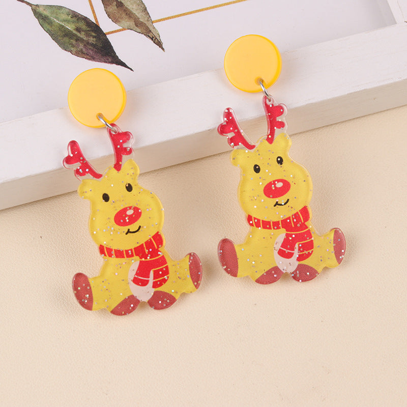 Wholesale Christmas Cartoon Acrylic Christmas Tree Deer Snowflake  Earrings