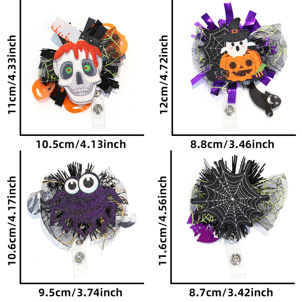 Wholesale Halloween Ghost Skull Glitter Badge Reels Keychains ACC-KC-ZhouHao001