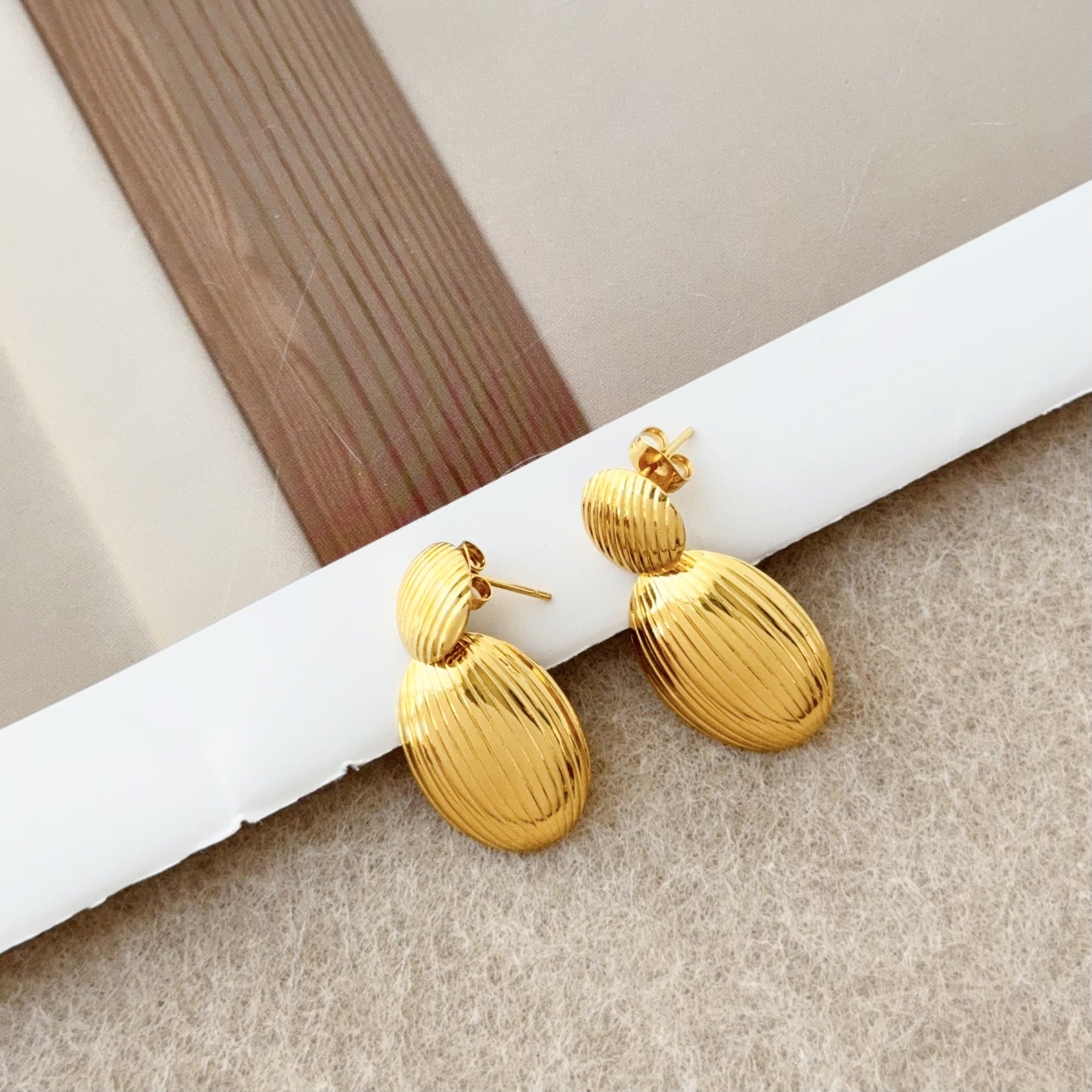 Wholesale Oval Vintage Stainless Steel Threader Earrings