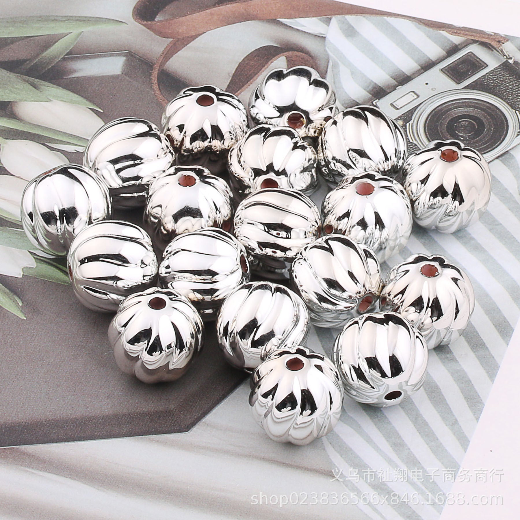 Wholesale 20pcs 16mm Christmas Color Printed Acrylic Round Beads DIY Bead Accessories ACC-BDS-ZhiXiang001