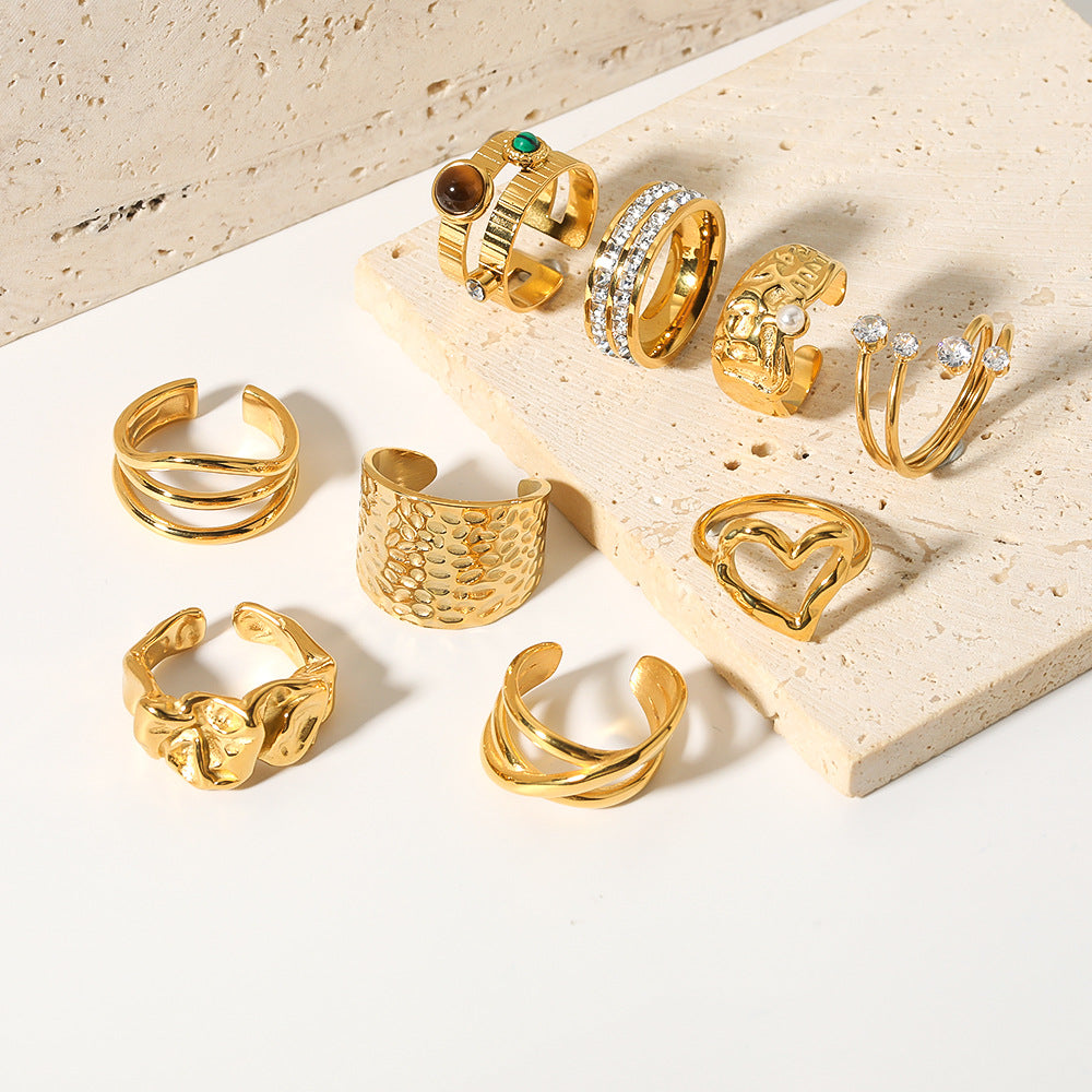 Wholesale Vintage Open Zircon Inlaid Stainless Steel Rings ACC-RS-XinY013