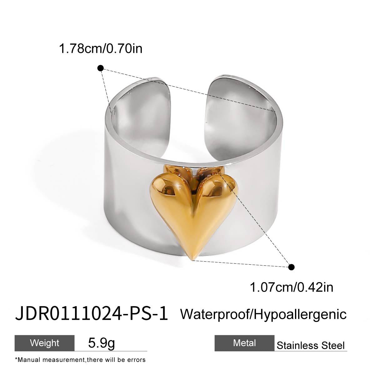 Wholesale  18k gold stainless steel gold and silver color matching opening ring