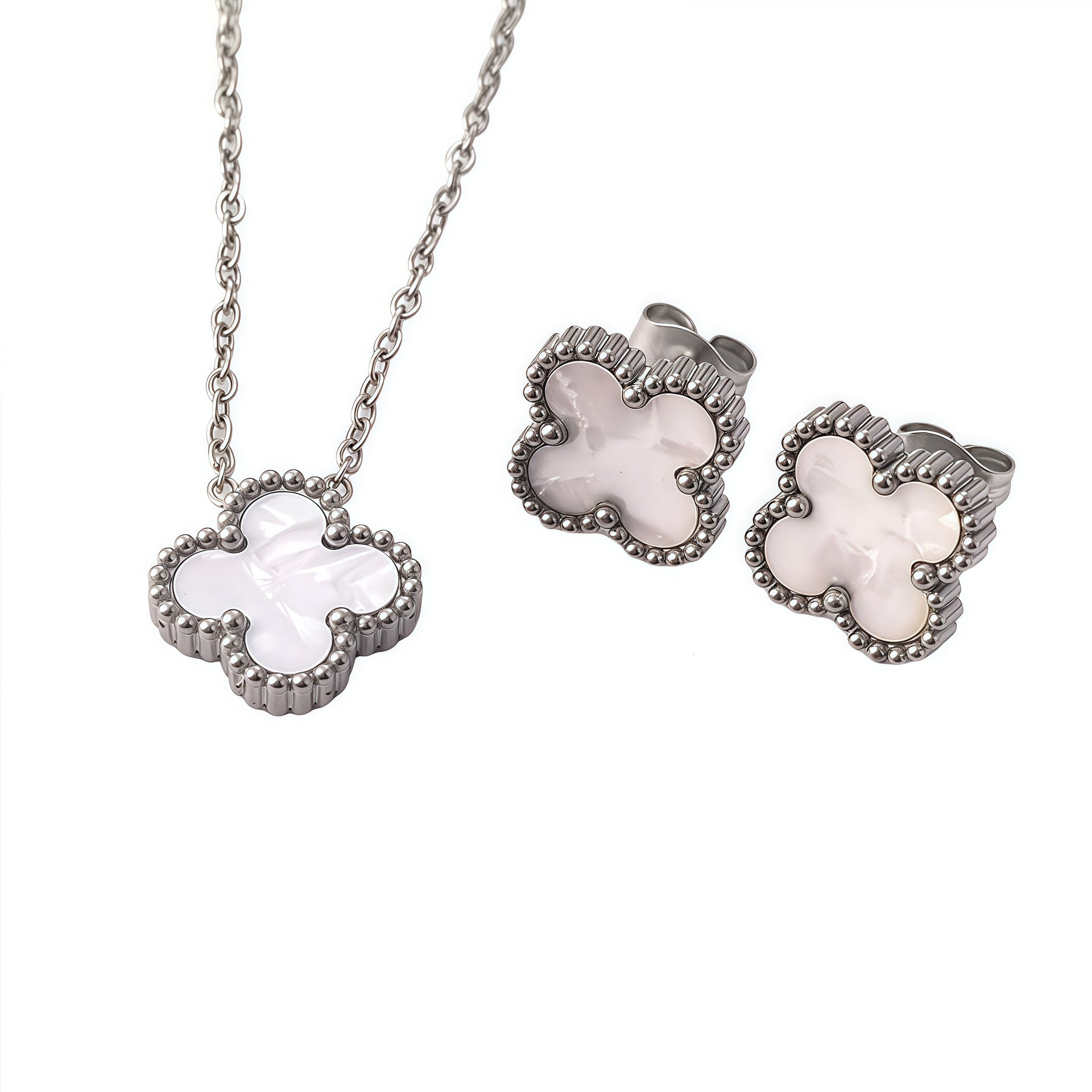 Wholesale Four-Leaf Clover Stainless Steel Necklace Trendy Jewelry Accessory for Boutique Resale ACCVIP