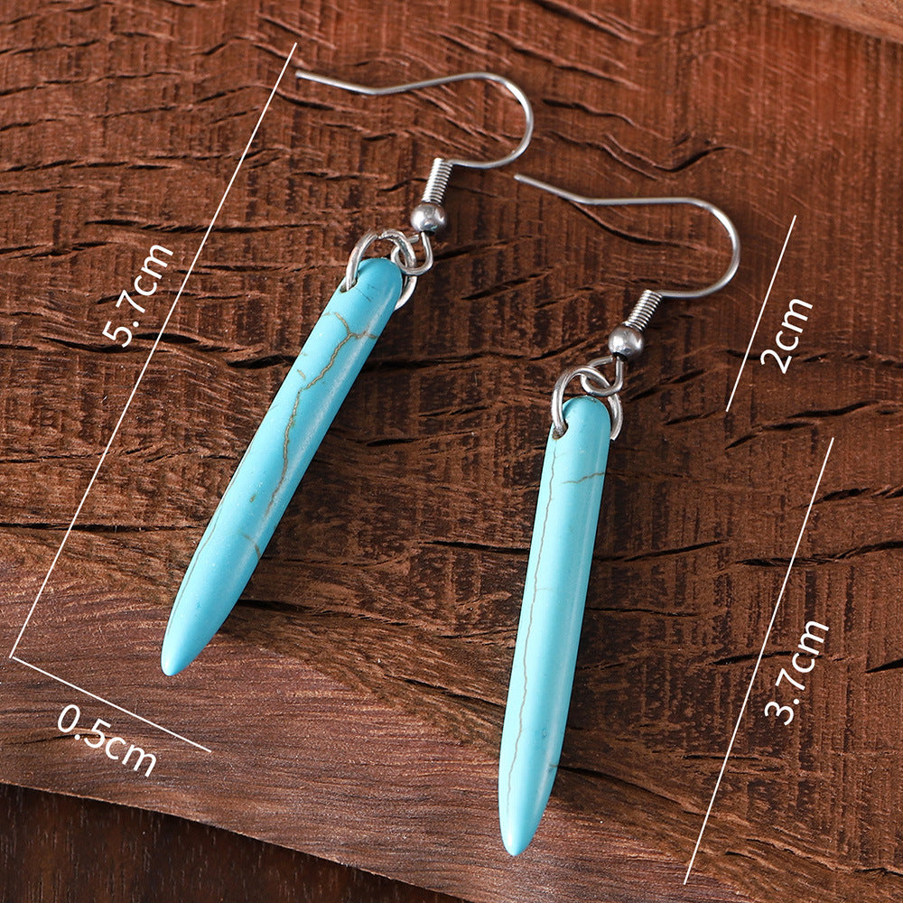 Wholesale Retro Bohemian Tassel Turquoise Pendant Earrings