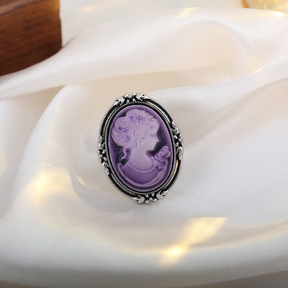 Wholesale Vintage Cameo Oval Portrait Ring Women Retro Court Style Fashion Jewelry Accessory Gift