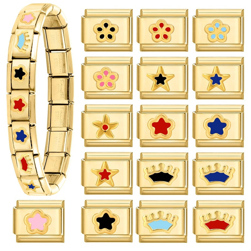 Wholesale Italian Charm Bracelet 9mm DIY Splicing Creative Pattern Stainless Steel Composable Bracelet