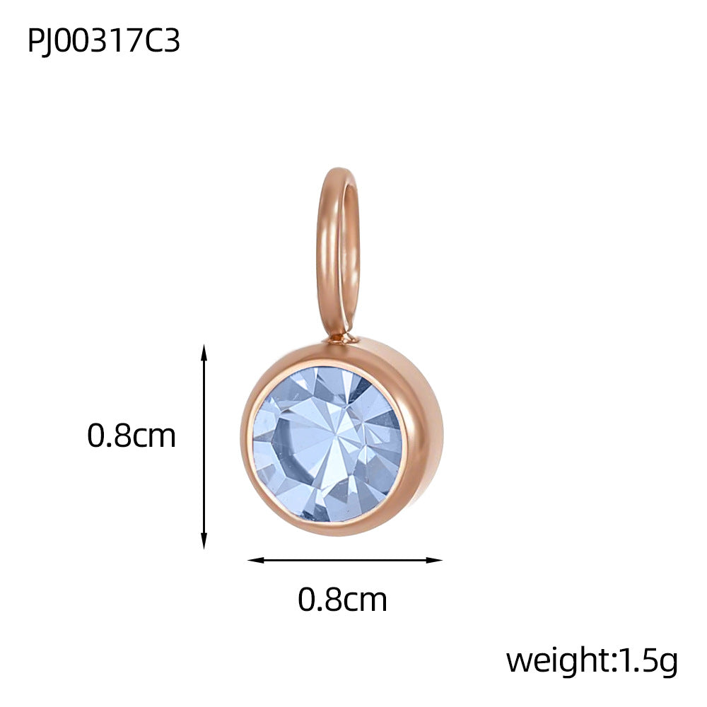 Wholesale Stainless steel birthday stone DIY color pendant