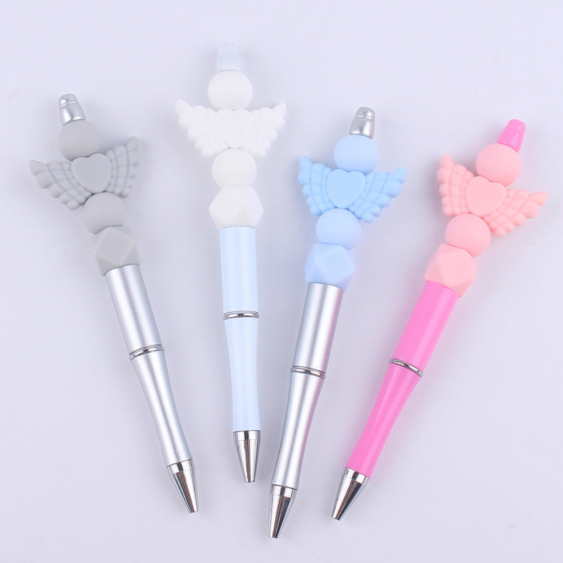 Wholesale beaded pen  love Angel silicone beads beaded pen