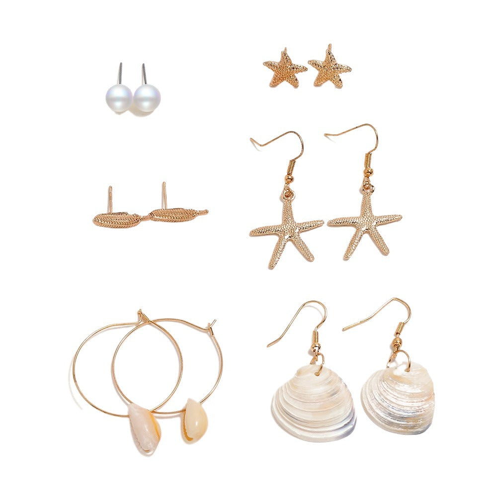 Wholesale starfish big circle scallop earrings