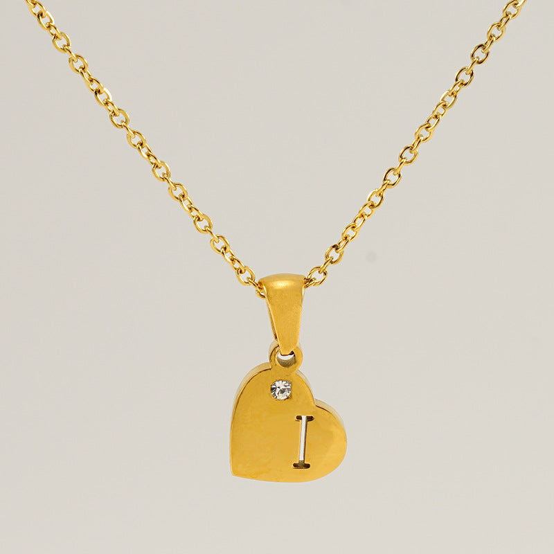 Wholesale Diamond Heart Letter Necklace ACC-NE-ZhongYao005