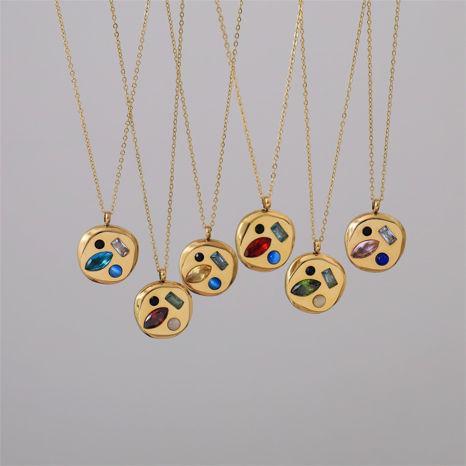 Wholesale Titanium Steel Colorful zircon December birthday stone beautiful  necklace clavicle chain