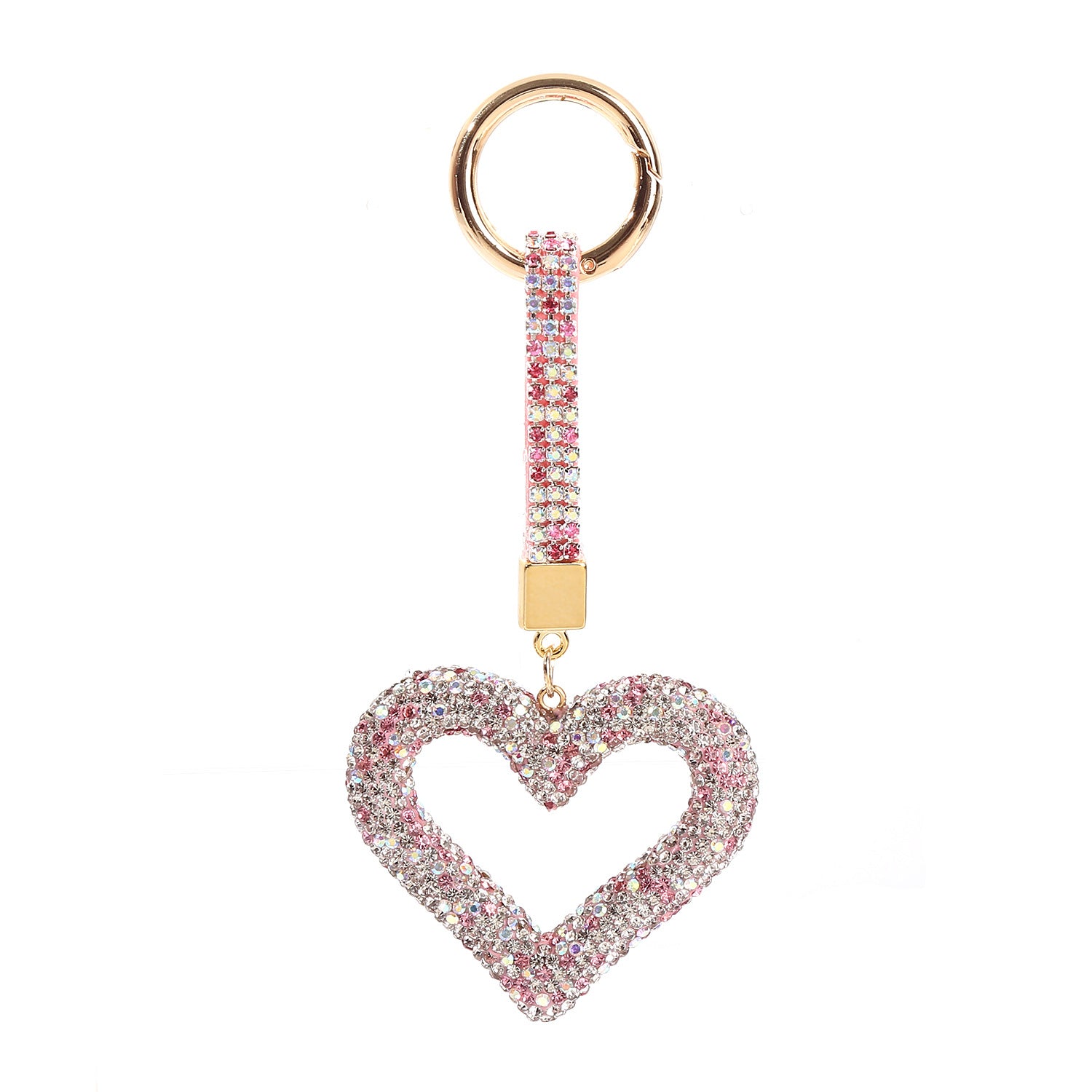 Wholesale Hollow Full Diamond Heart Alloy Keychain