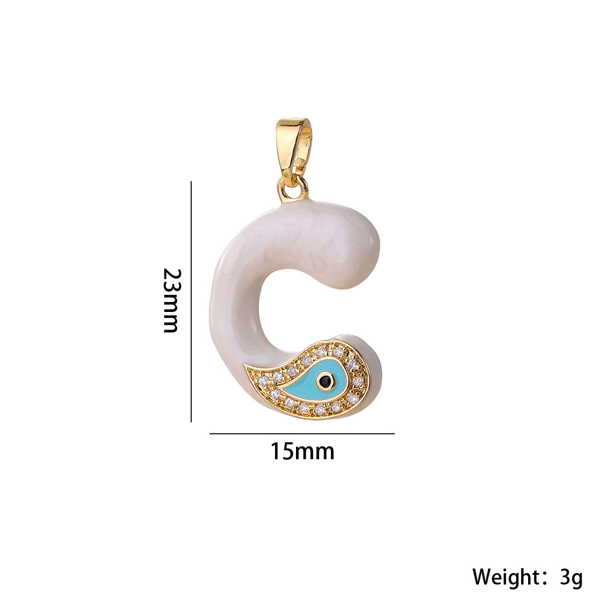 Wholesale Evil Eye Letter Pendant 16K Gold Plated Copper With Zircon Fashion Decorative Accessory DIY Jewelry Charm Boutique Gift Resale
