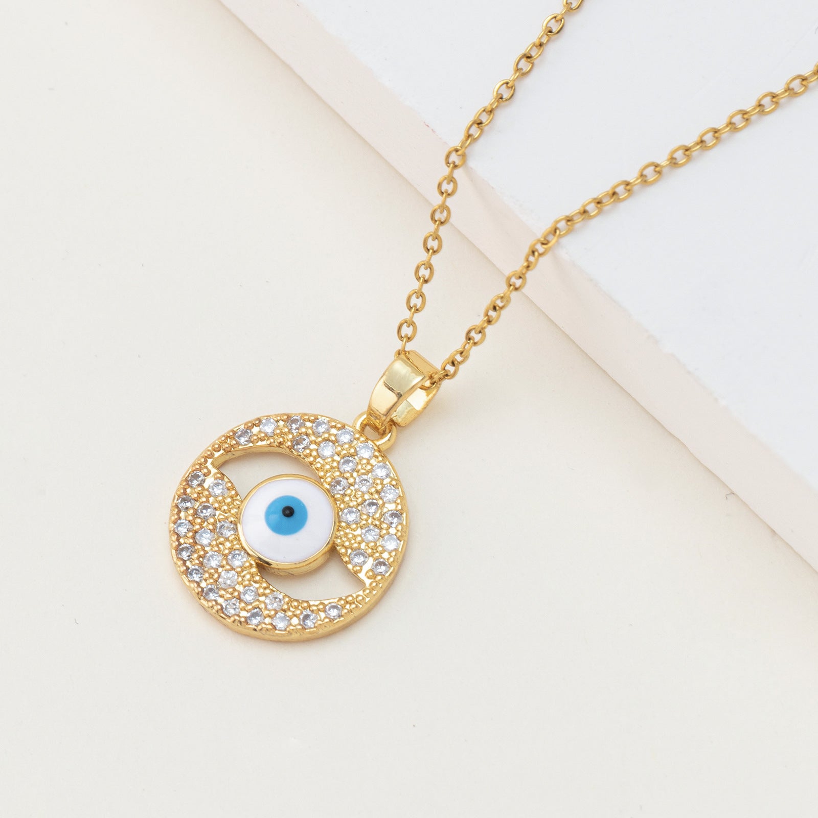 Wholesale Copper Gold-plated Micro-inlaid Zircon Oil Drops Devil's Eye  Pendant