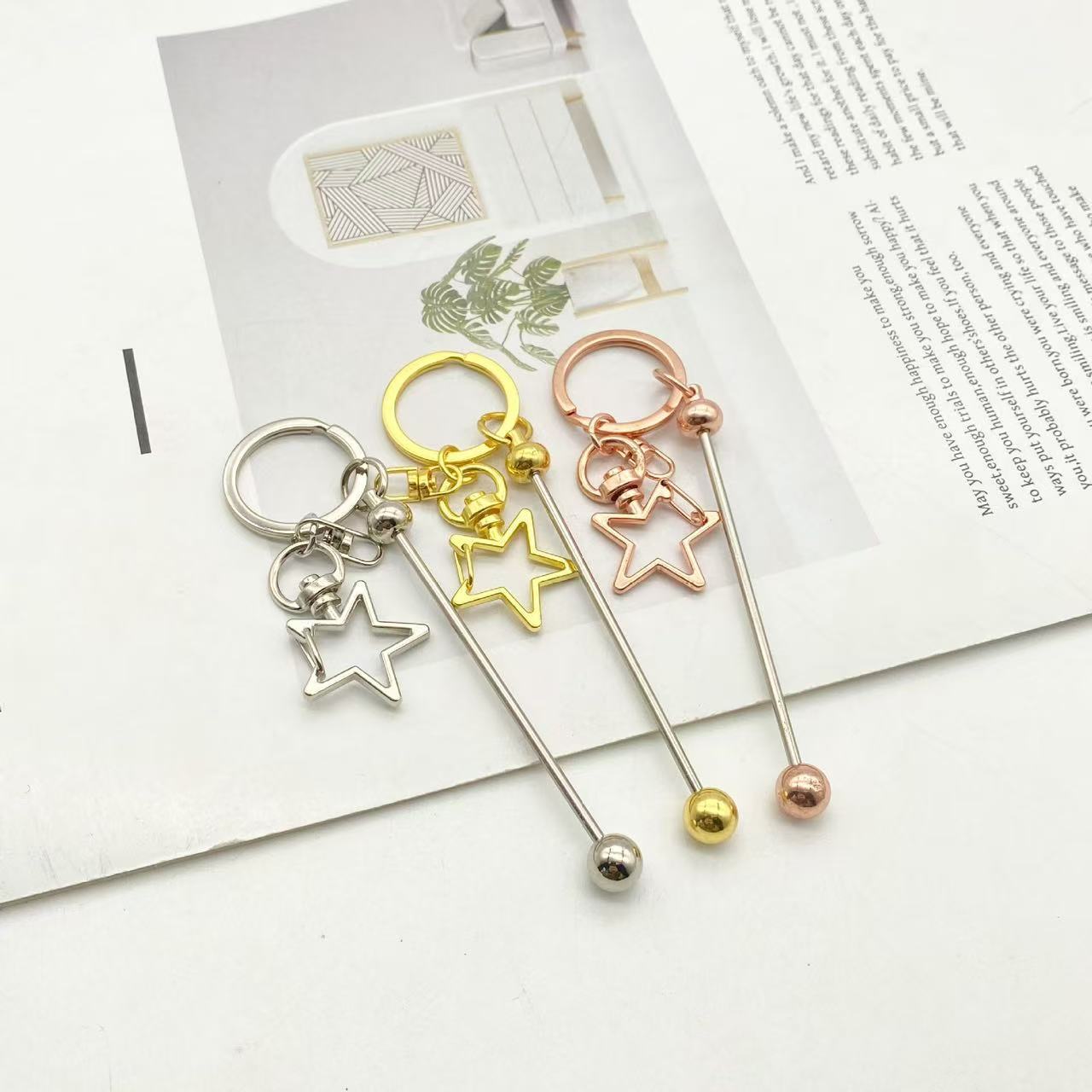 Wholesale Peach Heart Metal beadable Keychain