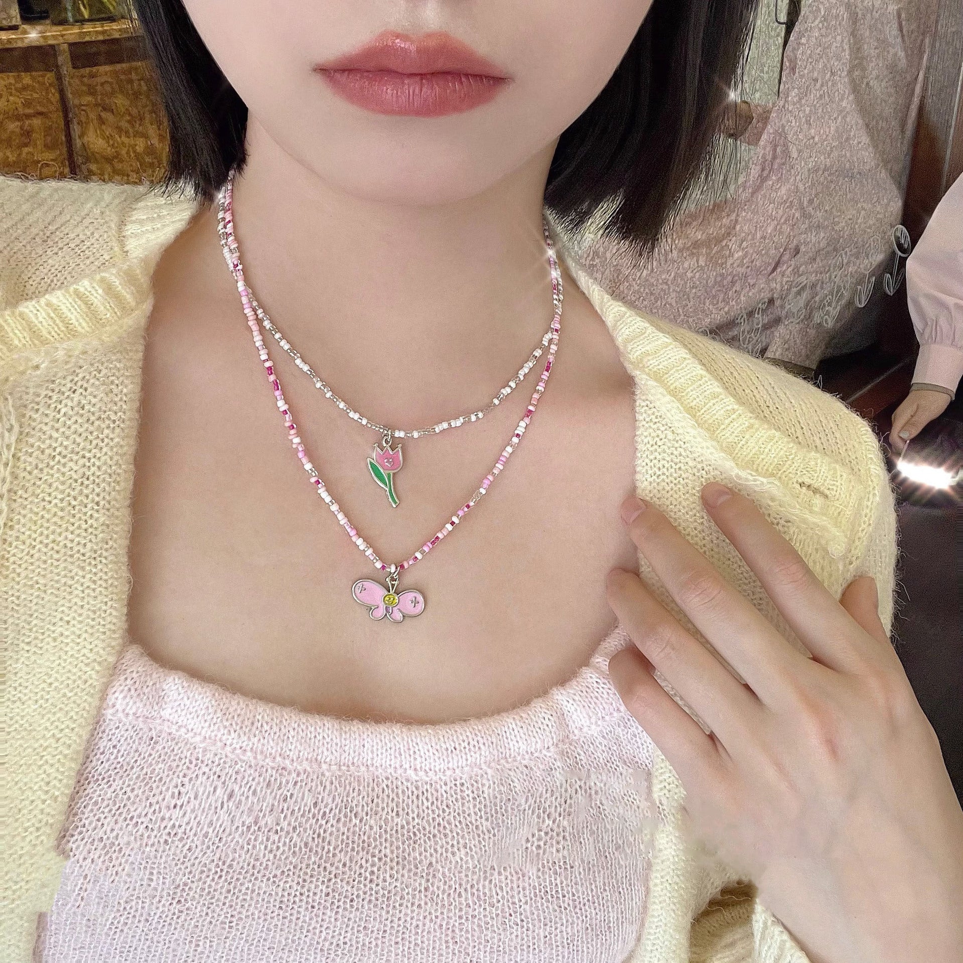 Wholesale  colorful beaded necklace  clavicle chain