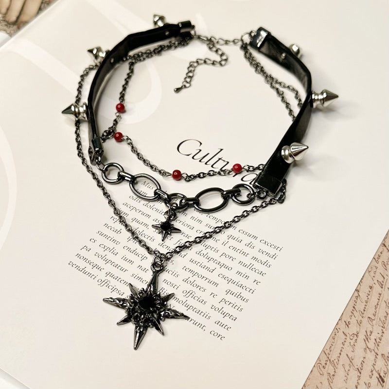 Wholesale  Cross Rivet Leather Necklace