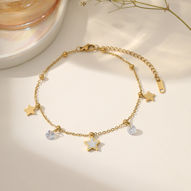 Wholesale Minimalist Five Pointed Star Titanium Steel Bracelet Fashion Jewelry Accessory for Women