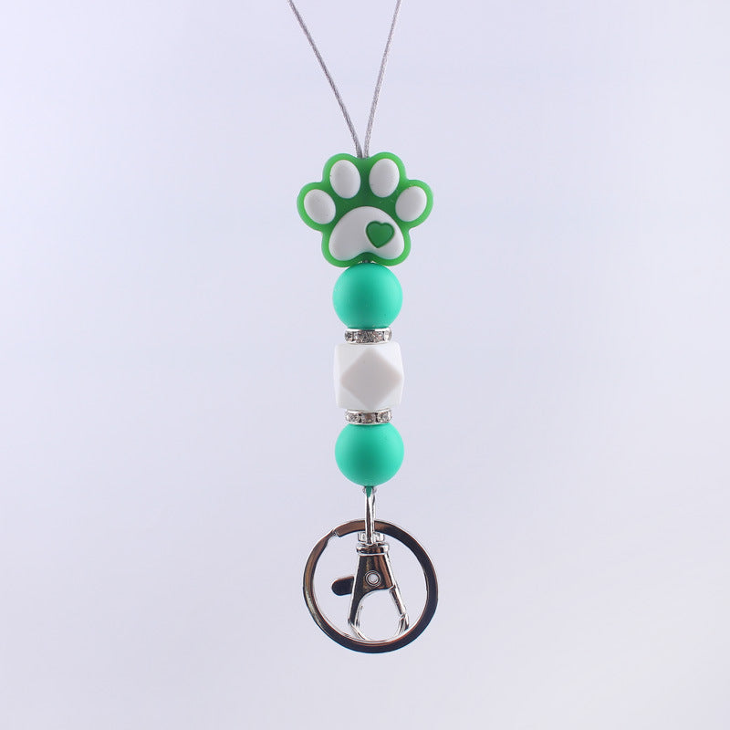 Wholesale Cartoon Dog Paw Silicone Bead Hanging Rope Keychain ACC-KC-GuangTian023