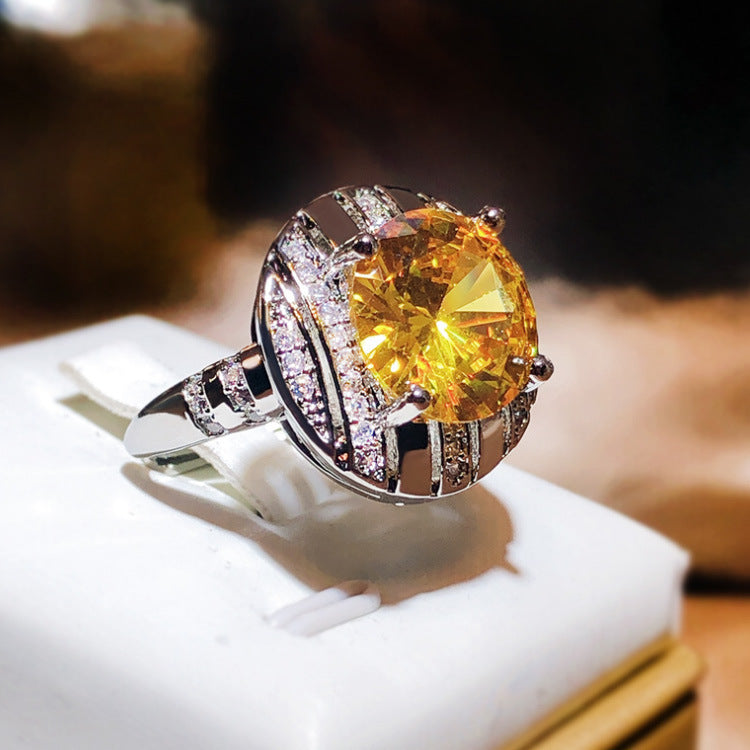 Wholesale yellow gold plated yellow diamond ring
