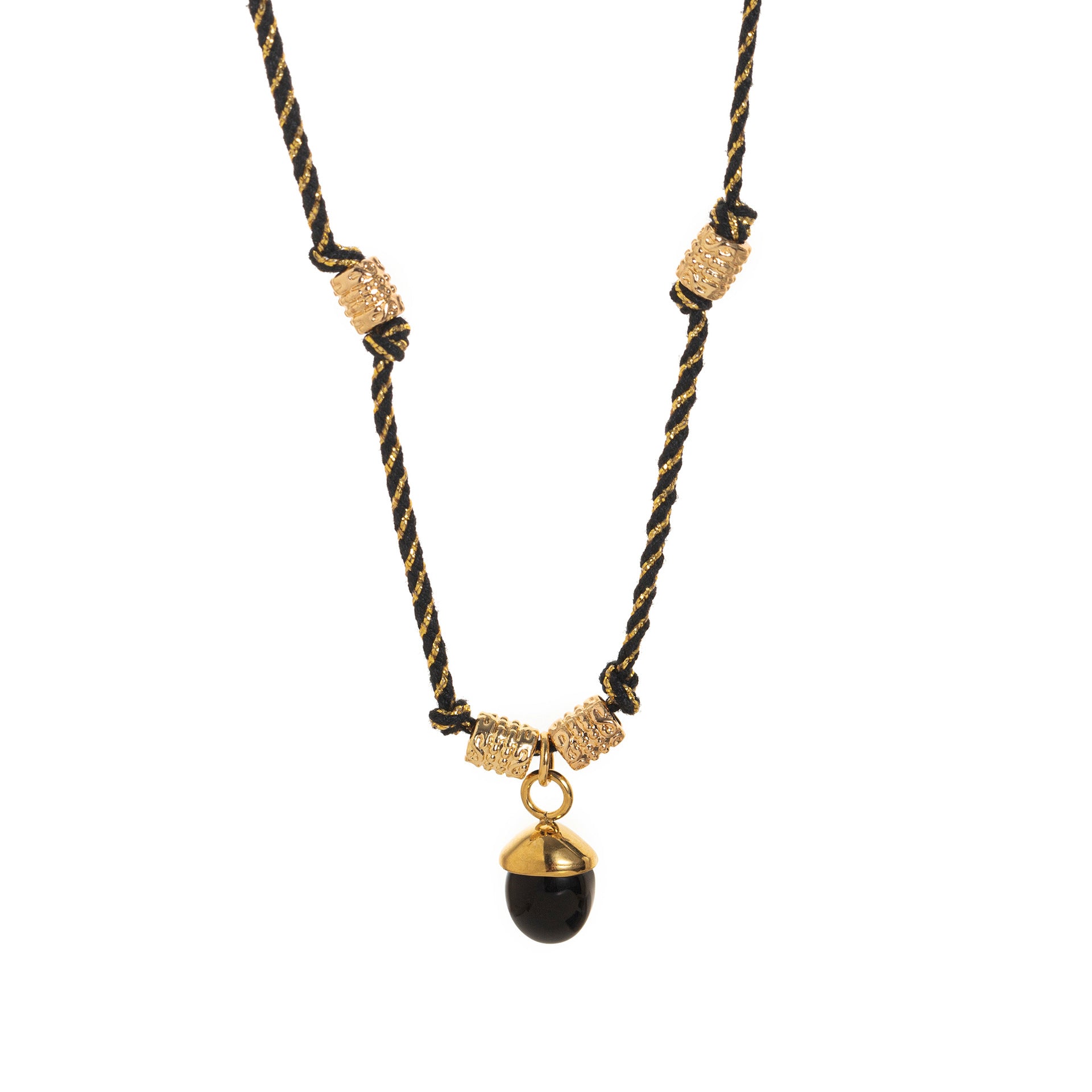 Wholesale Titanium Steel Necklace Half Circle Natural Stone Acorn Pine Cone Pendant