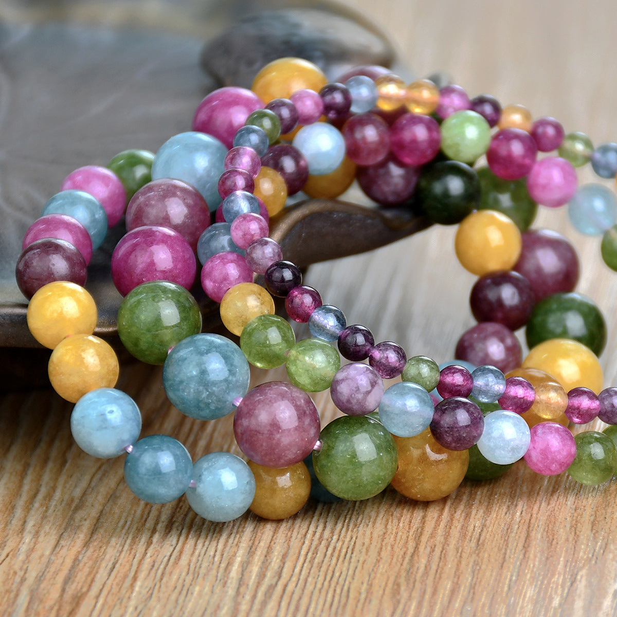 Wholesale New Chinese Style Natural Tourmaline Beaded Bracelet for Women,  Fashion Jewelry Accessory Gift