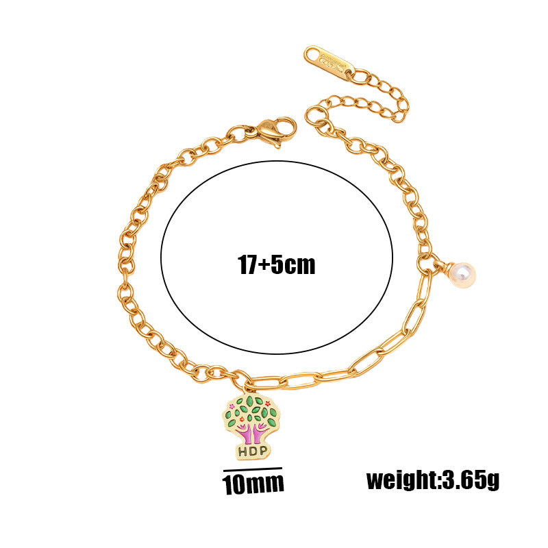 Wholesale Stainless Steel DIY Cartoon Cute Oil Dripping Pendant Bracelet