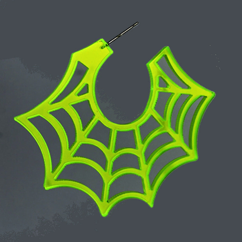 Wholesale 2 Pairs/pack Halloween Spider Web Earrings Punk Fluorescent Retro Earrings Acrylic Earrings ACC-ES-HY147