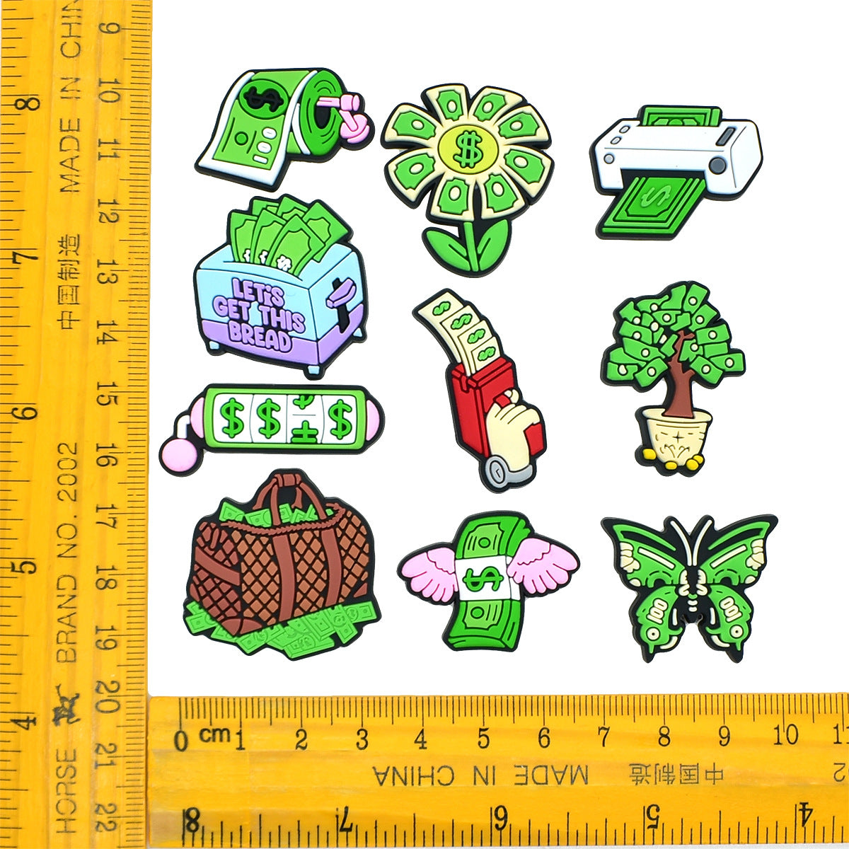 Wholesale   Random 100pcs USD seriesPVC Soft Rubber Shoe Buckle Decoration