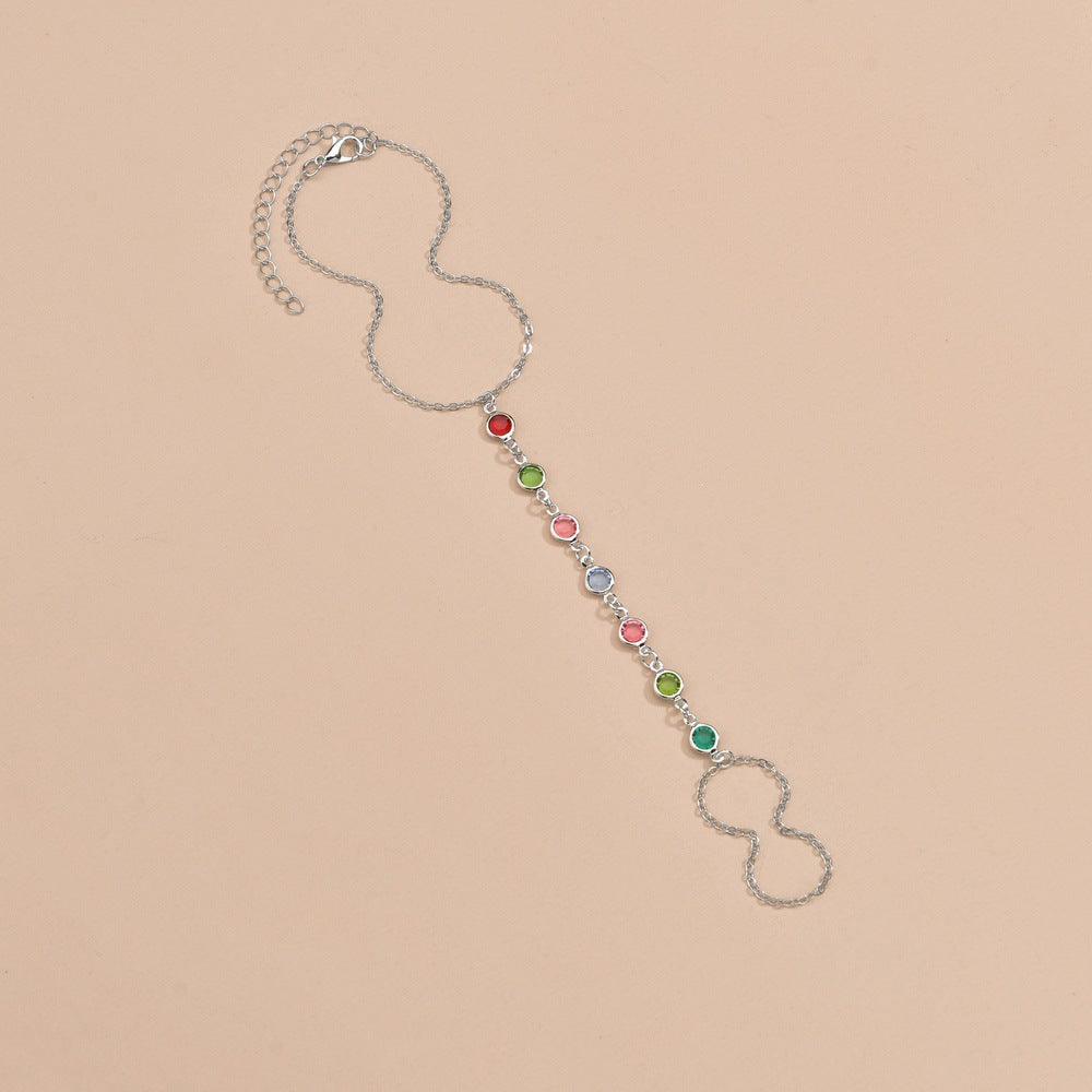 Wholesale  Ocean Vacation Style Color Crystal Beaded Adjustable Alloy anklet