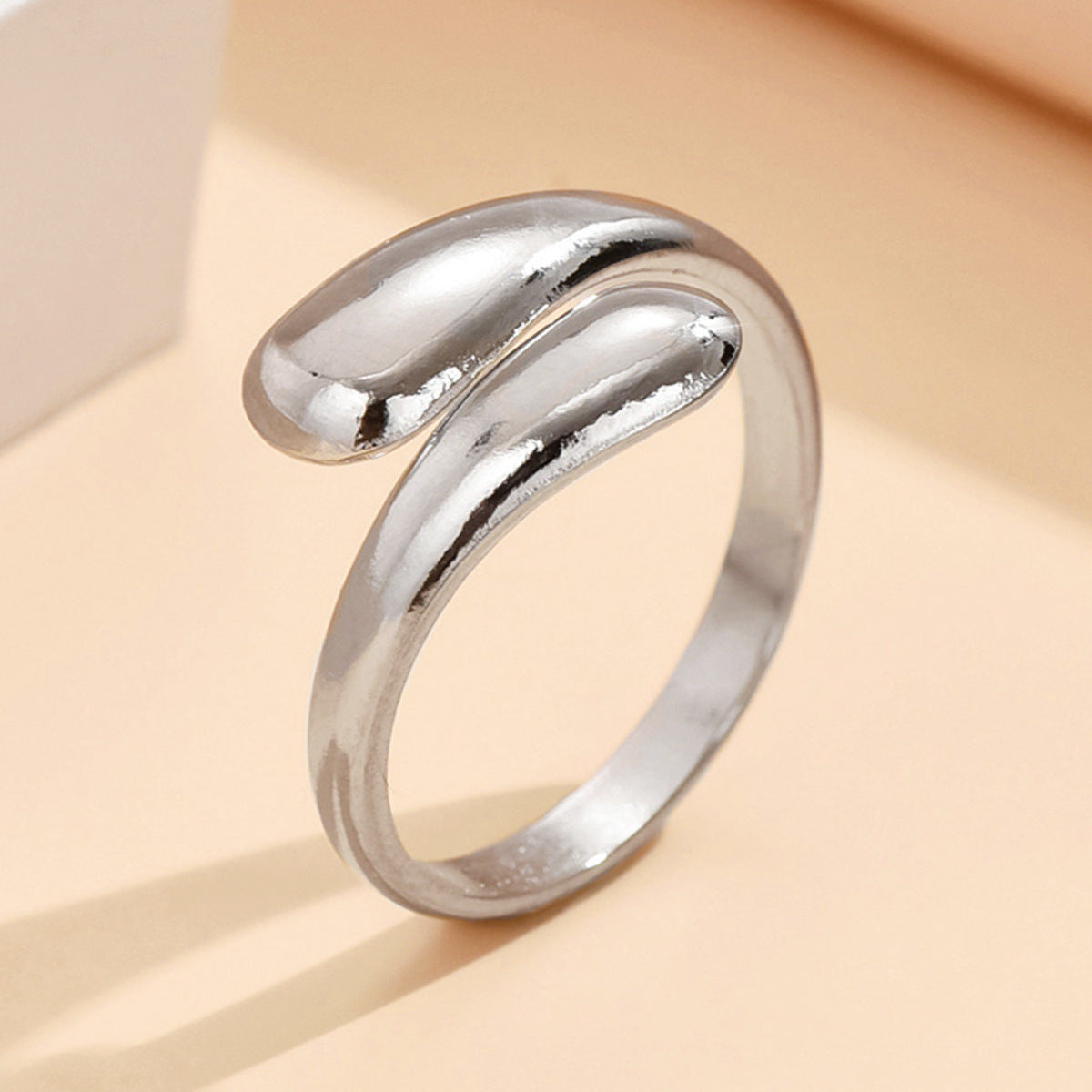 Wholesale water drop opening ring adjustable stainless steel women's gold-plated oil  ring