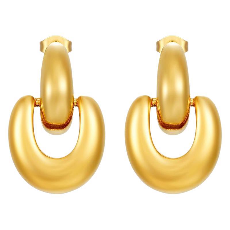 Wholesale Retro  Two-in-One Plating 18K Titanium Steel Earrings