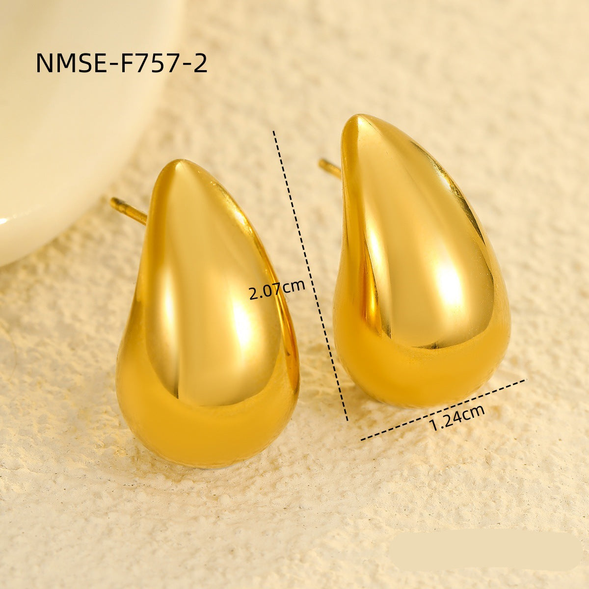 Wholesale  18K gold water drop texture stainless steel irregular earrings