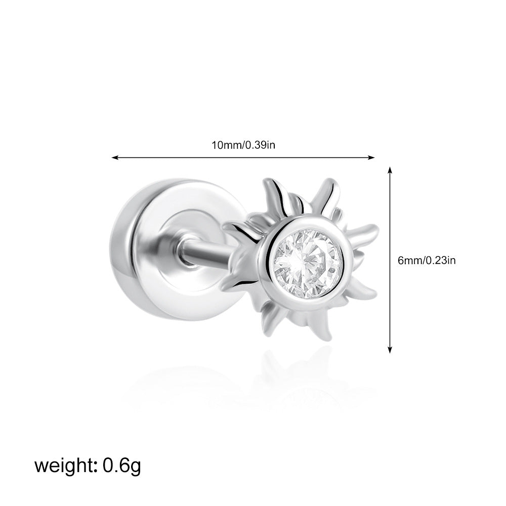 Wholesale Titanium Steel 18K Gold Minimalist Star Moon Sun Earrings Set