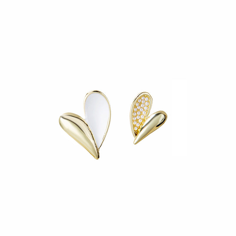 Wholesale Silver Needle Heart-shaped Diamond Earrings
