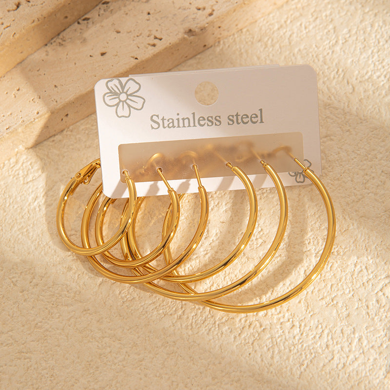 Wholesale Light Luxury Star Hoop Earrings for Women - Titanium Steel Electroplated,  Boutique Resale